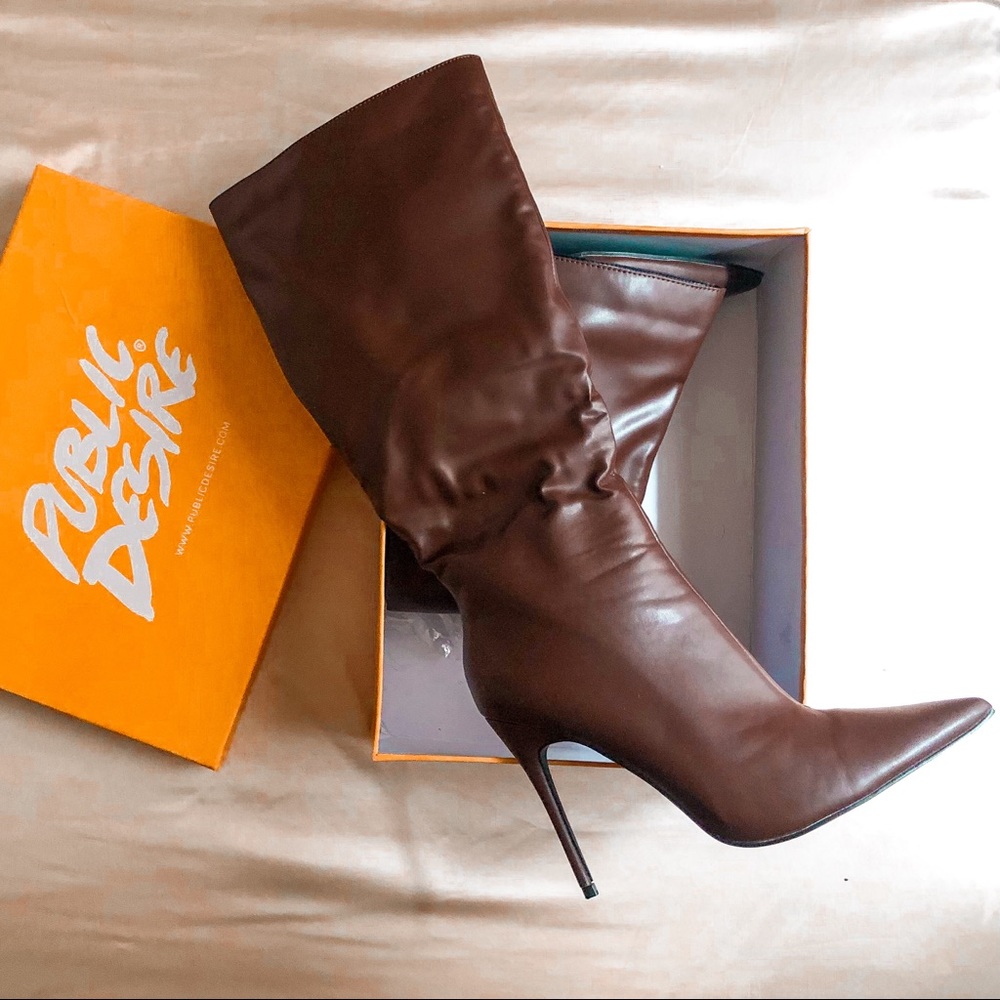 Public Desire PU Brown Boots